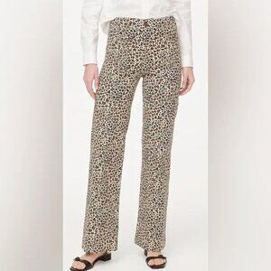 J. Crew Leopard Print Wide Leg Pants - Brown and White